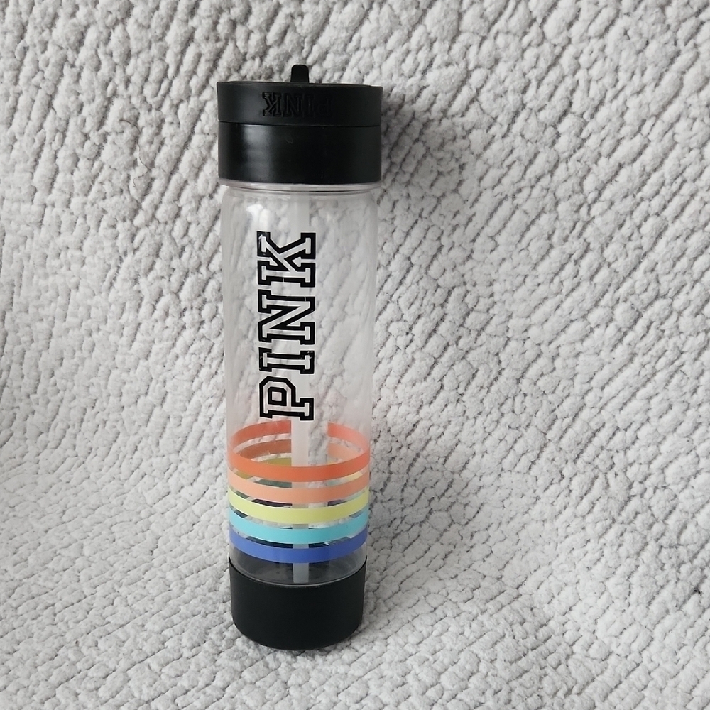 Victoria's Secret PINK Rainbow Striped Water Bottle Gorpcore Retro Athletic